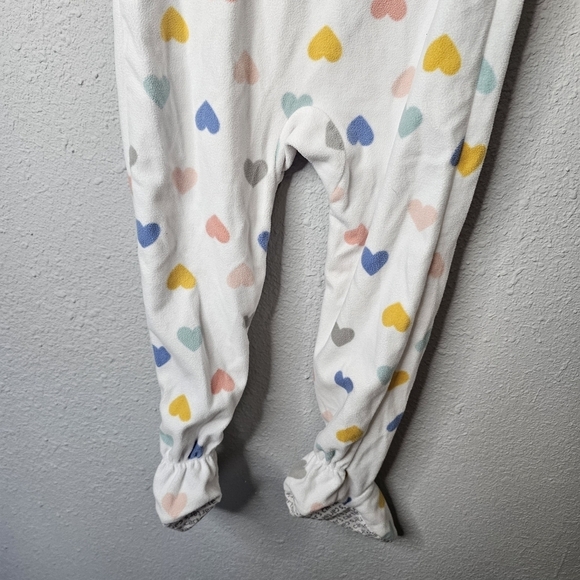 Carter's Footed Pajama Toddler 4T White Pink Heart Zip Up Long Sleeve Clean Girl - Picture 9 of 11